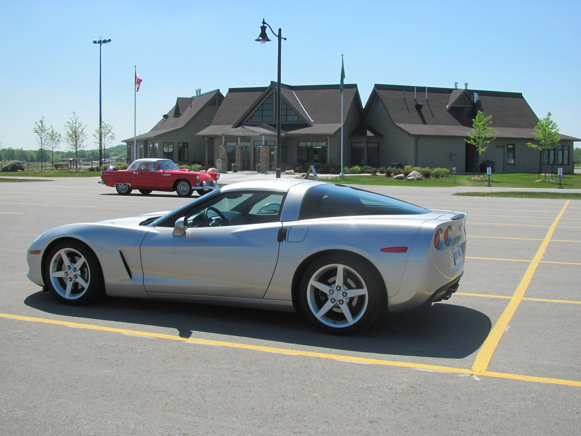 Corvette and T'Bird At Airport 1.JPG