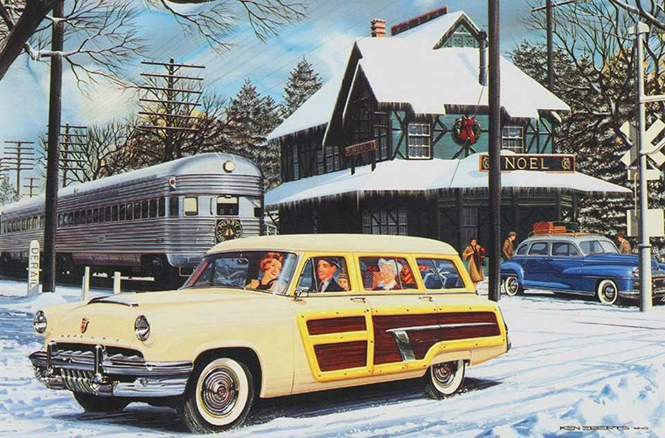 holiday Christmas car 1954 Mercury woody MAYBE YEAR.jpg